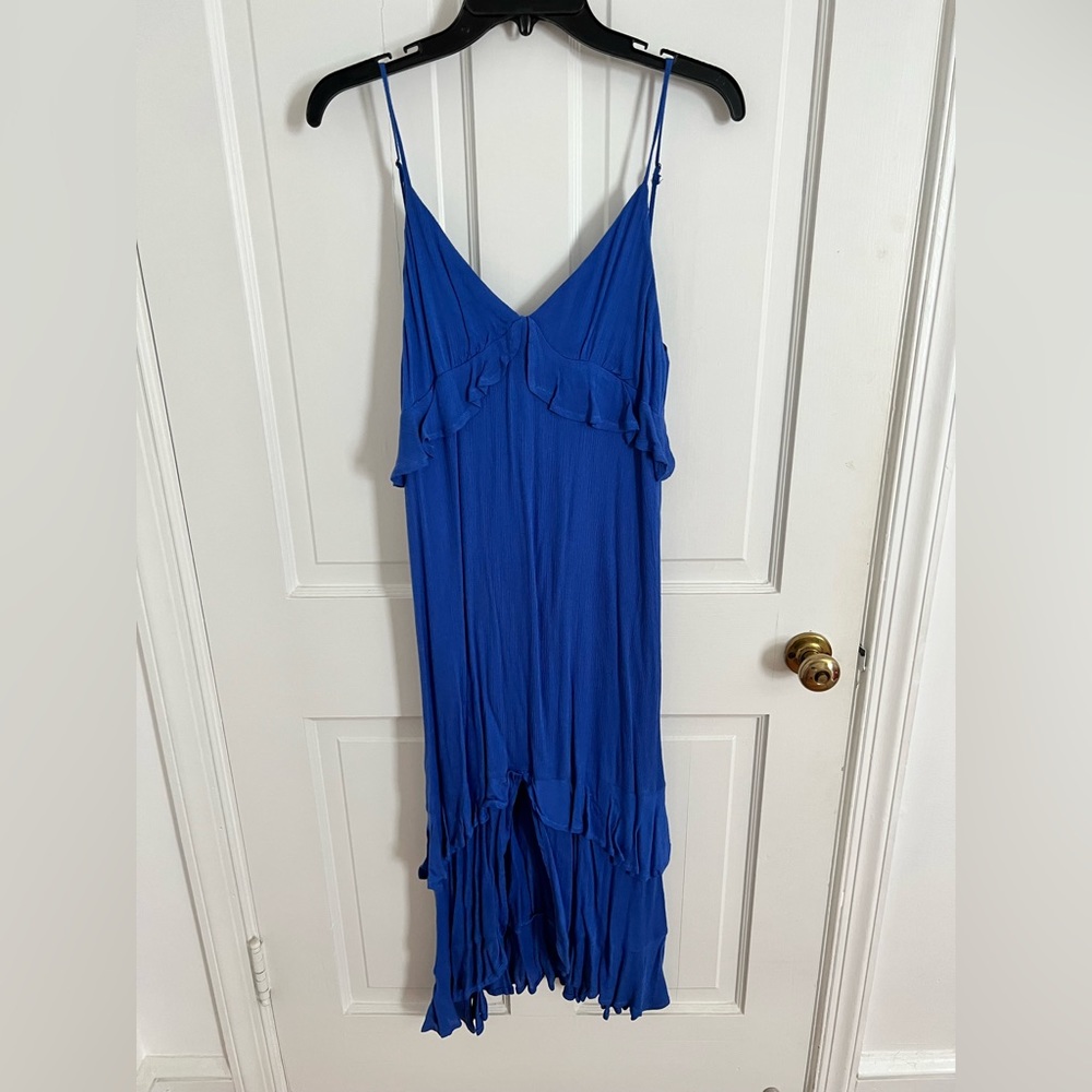 Blue ruffled tiered dress!